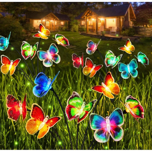 Qoosea 2 Pack Solar Garden Lights,Solar Butterfly Swaying Lights Outdoor Waterproof IP65, Multi-Color Solar Powered 600mAh Butterfly Lights for Yard Garden Driveway Pathway Lawns Décor