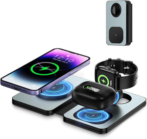 3 in 1 Wireless Charger with Foldable Magnetic Induction