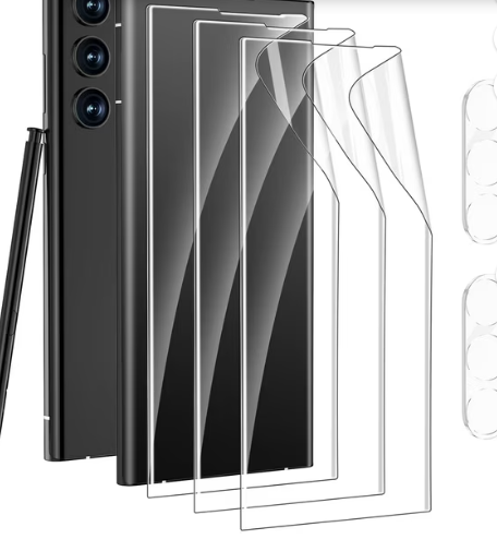 Qoosea 3 Pack for Samsung Galaxy S24 Ultra Screen Protector with 2 Pack Transparent Lens Protector for Samsung S24 Ultra Touch Sensitive Bubble Free(3+2 Pack)