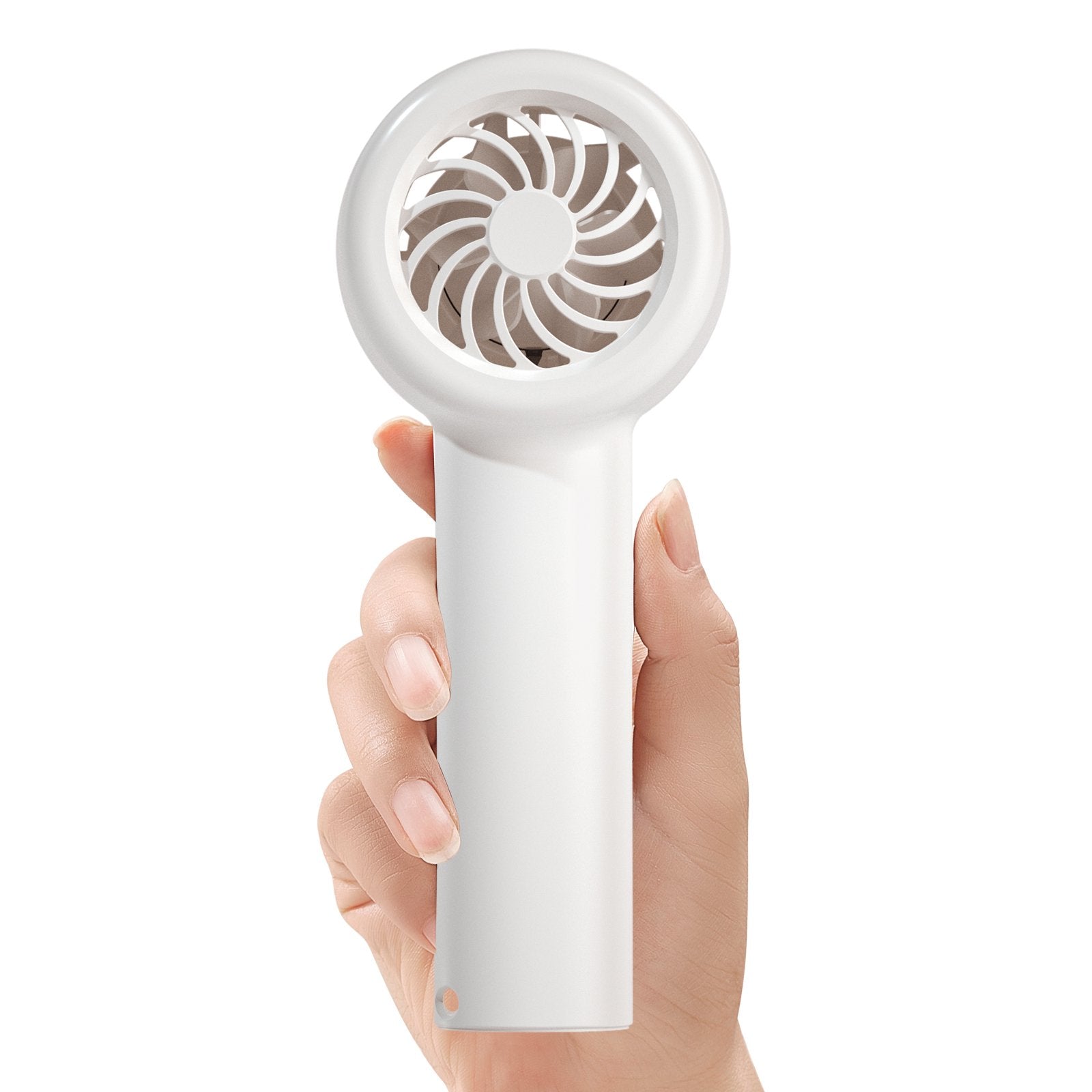 Qoosea Portable Mini Fan, Handheld Fan with LED Display, 5 Speeds 1800mAh USB Rechargeable Battery Fan, Small Personal Desk Fan for Women Men Girls Kids Indoor Outdoor Travel White