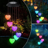 Qoosea Solar Heart Wind Chime Outdoor Colour Changing Solar Wind Spinner Decorative Light for Patio Yard Garden Home Decor