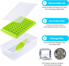 Ice Cube Tray with Lid and Storage Bin BPA Free Green