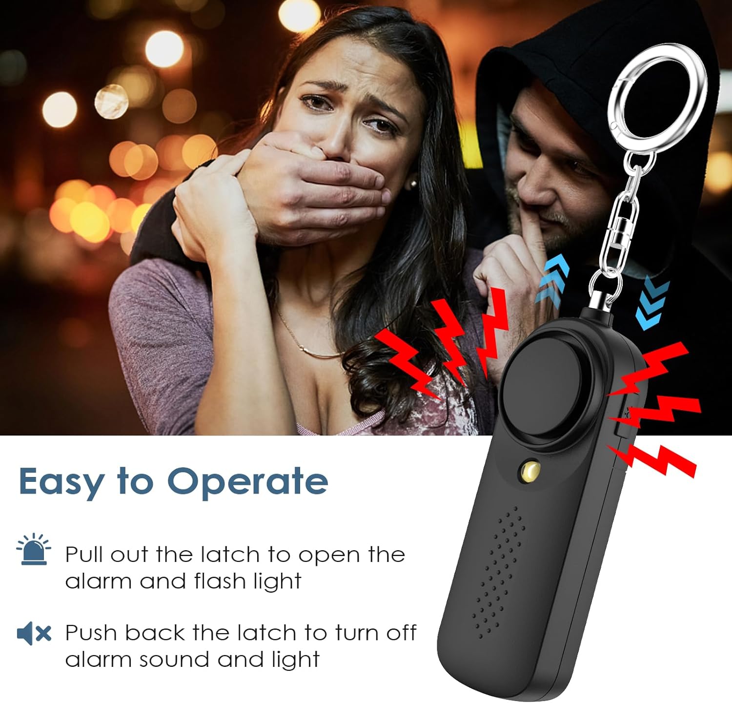 Personal Alarm Pocket Alarm with 130dB Emergency with LED Light (Black)