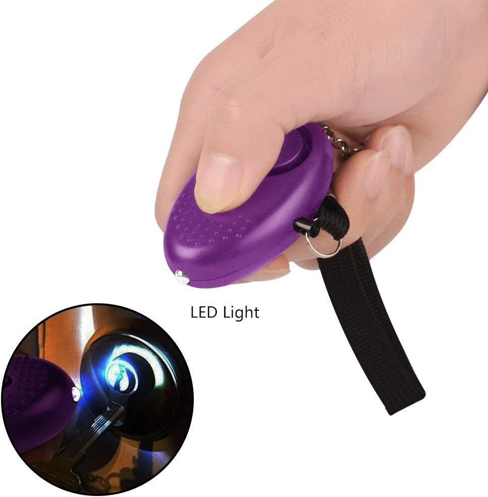 Emergency Personal Alarm [Pack of 2] 140dB LED Flashlight (Black + Purple)