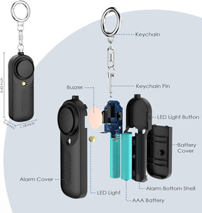 Personal Alarm Pocket Alarm with 130dB Emergency with LED Light (Black)