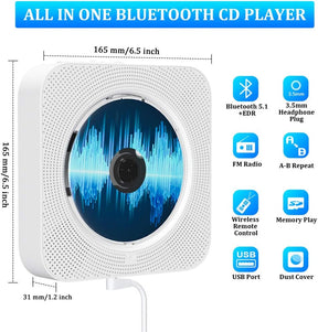 Portable CD Player with Bluetooth Wall Mountable