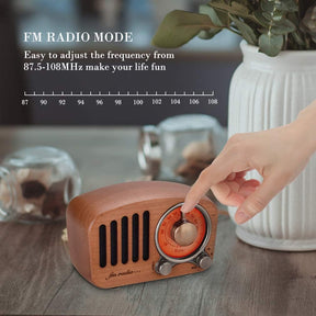 Portable Radio Bluetooth Speaker Handmade Retro Wooden