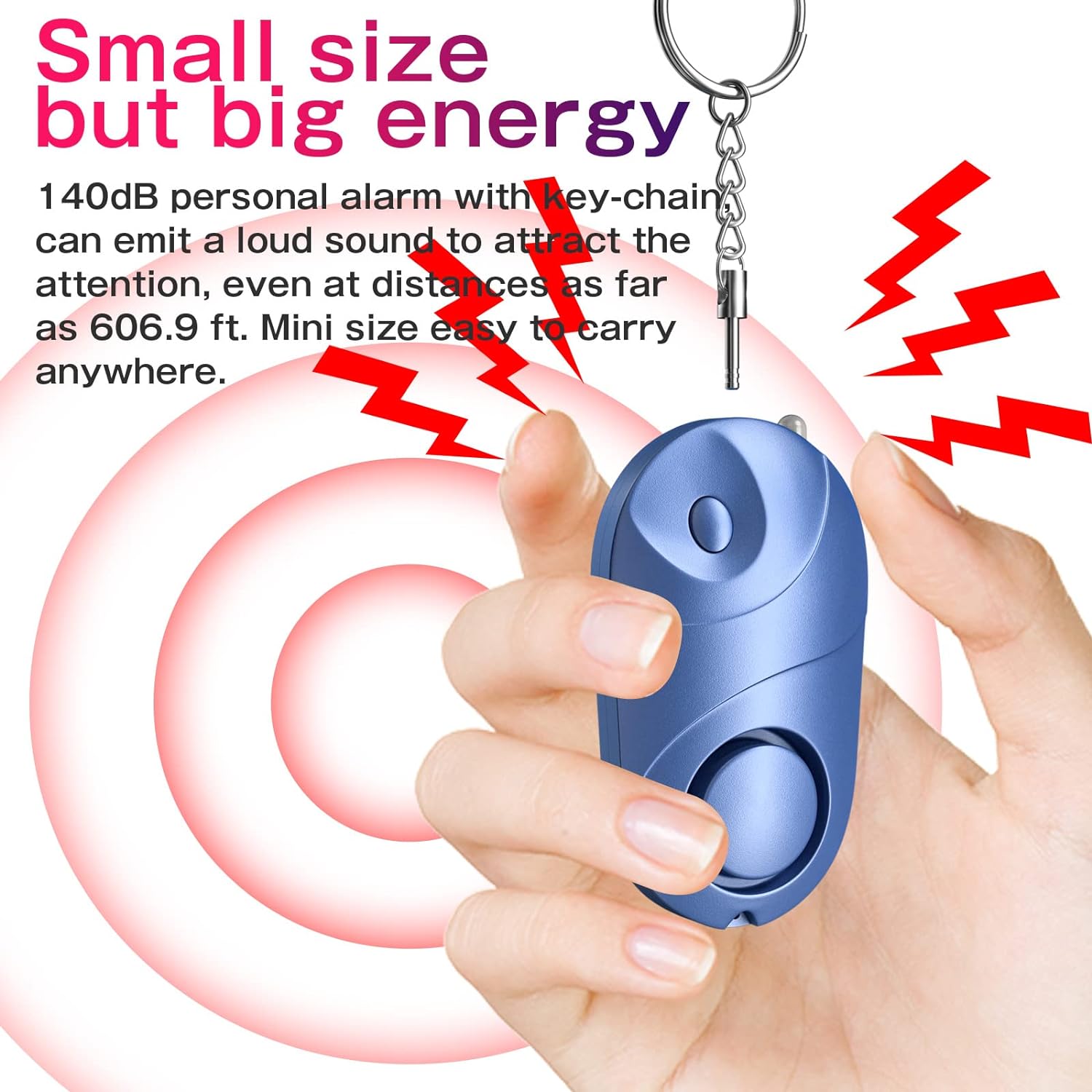 Pack of 3 Personal Alarm 140 dB with LED Light Emergency Self-Defense