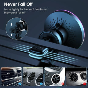 Wireless Car Charger Mount for iPhone Magnetic Charger with Colorful LED Lights