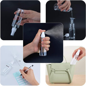 10 x 100ml Empty Clear Fine Mist Spray Bottles with 2pcs Funnels and 14pcs Labels