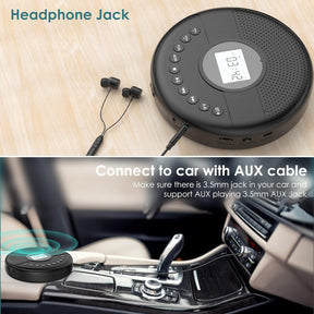 Portable CD Player with Bluetooth 1500mAh Battery