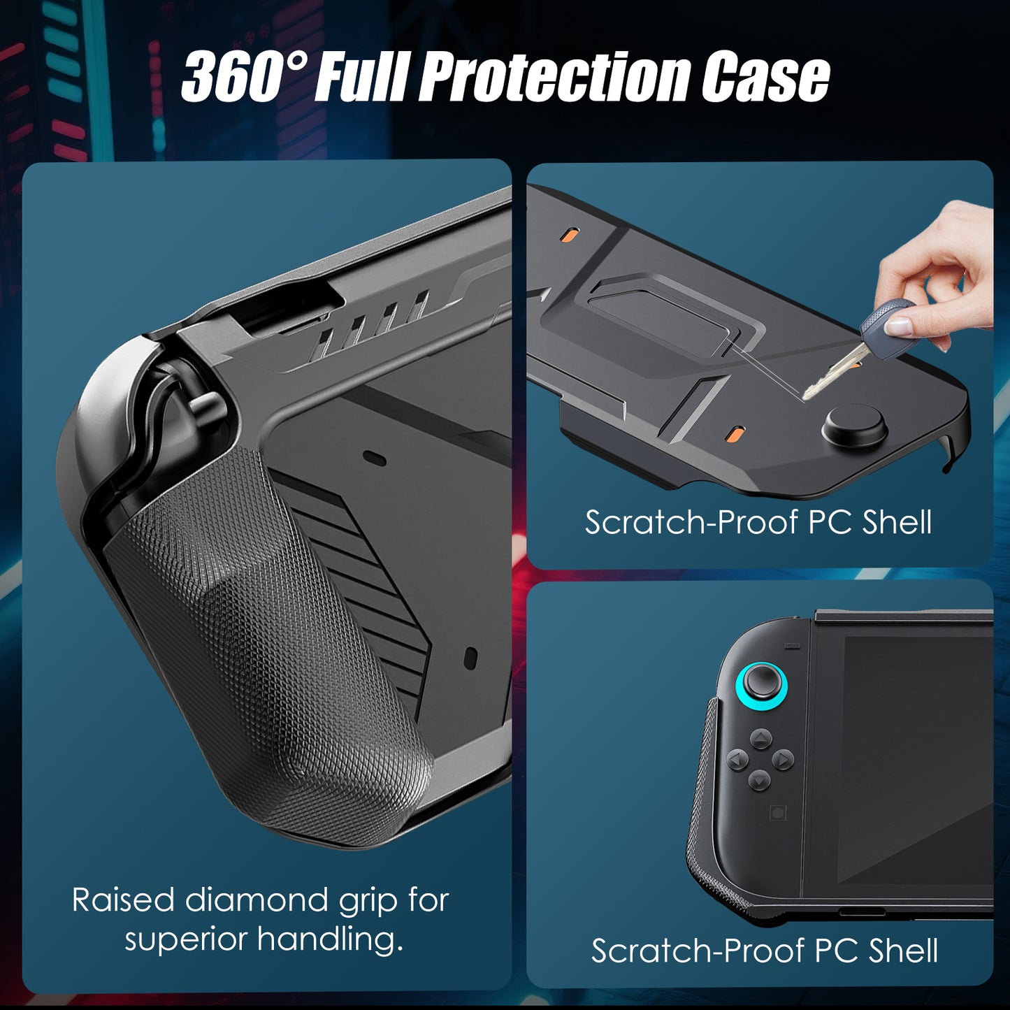 Qoosea Protective Case for Nintendo Switch 2 (2025), Switch 2 Accessories, Anti-Scratch, Curved Grip, Full-Body Protection, Gifts for Gamers