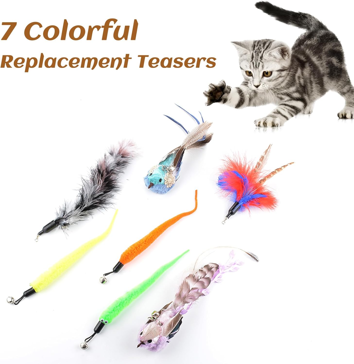 10 PCS Interactive Cat Toy Feather Toy with Suction Cup