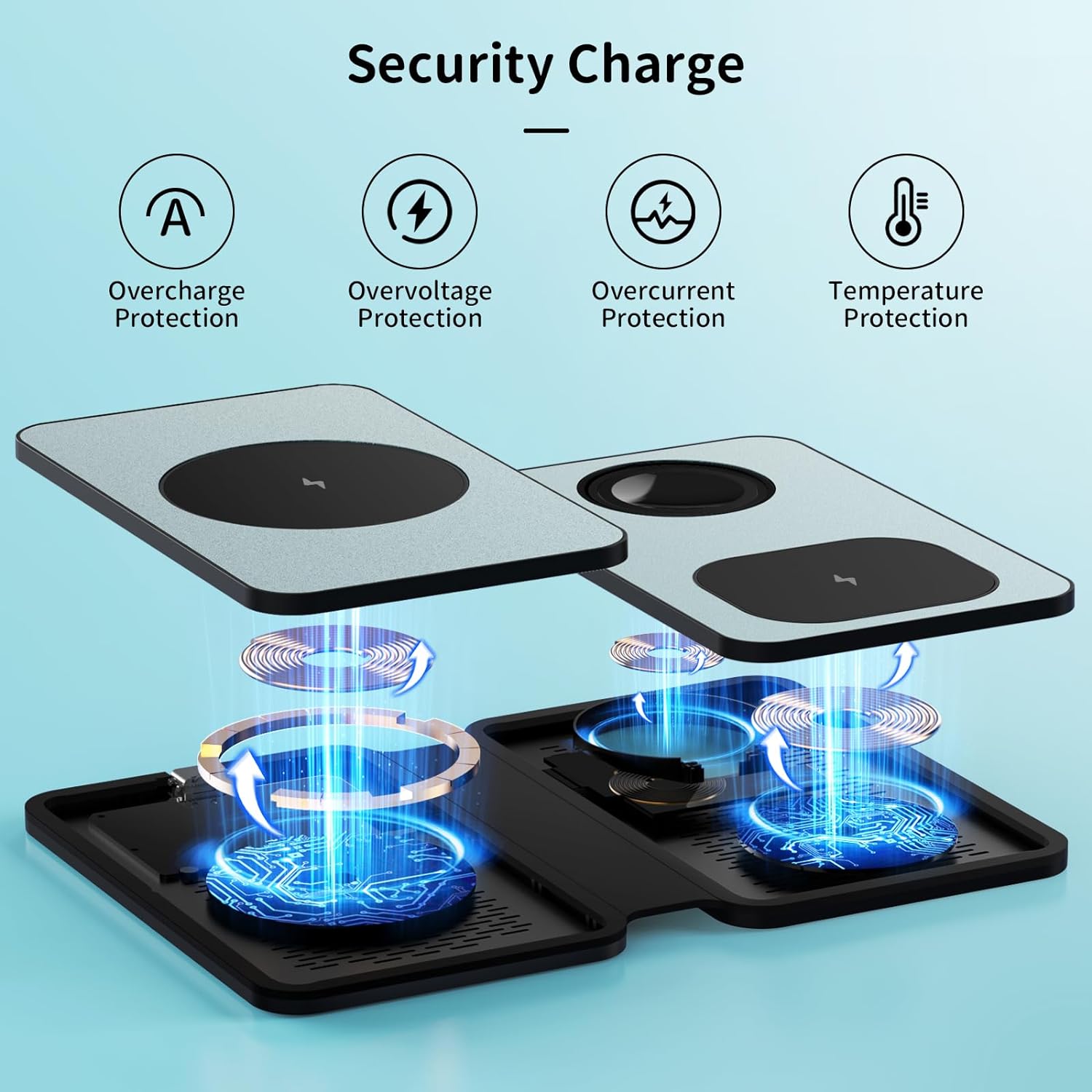 3 in 1 Wireless Charger with Foldable Magnetic Induction