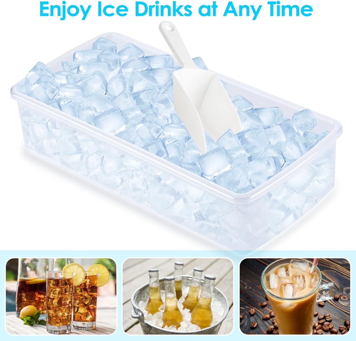 Ice Cube Tray with Lid and Storage Bin BPA Free Green