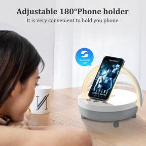 Bedside Lamp with Wireless Charger Touch Adjustable Bluetooth Speaker Phone Holder