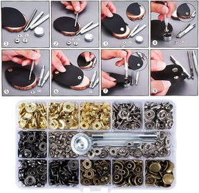 120 Sets Snaps with Fixing Tool Kit for Leather Craft Jcket Wallet Handbag (12.5mm)