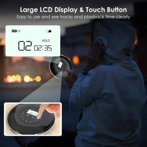 Portable CD Player with Touch Button 1000mAh Battery