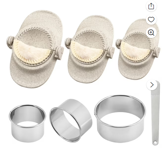 Qoosea Dumpling Maker Set, Empanada Maker Press with Dough Cutter, Dumpling Mold Set for Pierogi, Pastelitos, Calzone, Turnovers, Chinese Dumpling 3 Sizes-Beige