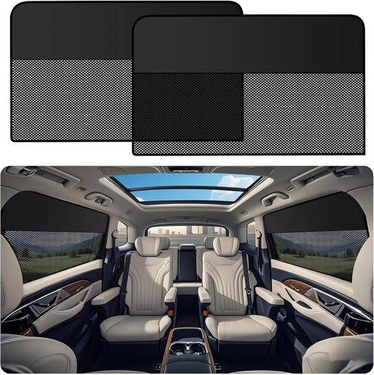Qoosea 2-in-1 Magnetic Car Window Sunshade (2 Pack), UV Protection & Sunlight Blocking