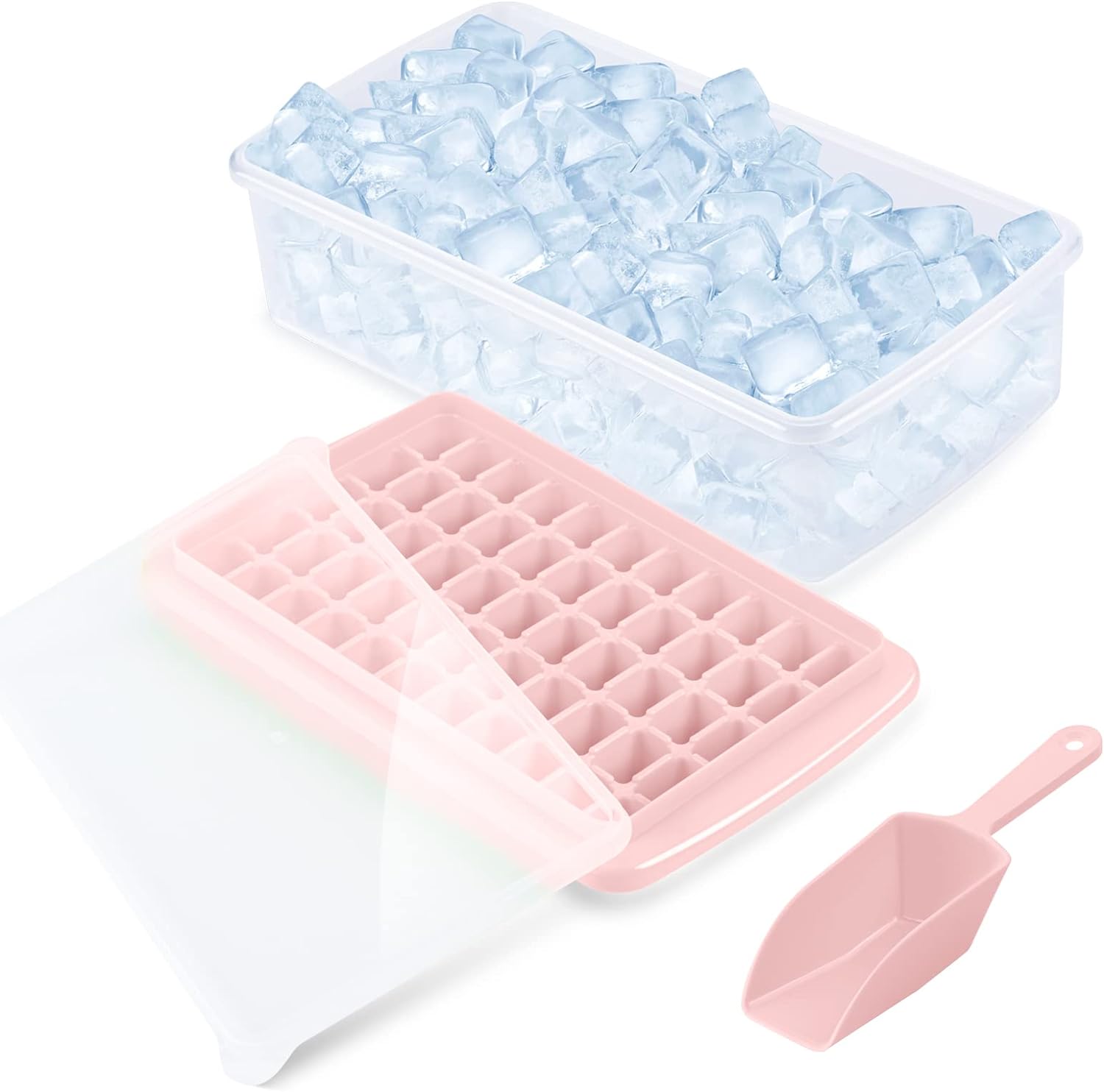 Ice Cube Tray with Lid and Storage Bin for Whiskey, Cocktail, Beer, Coffee, Juice