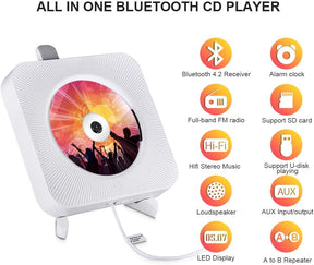 CD Player Wall Mountable Bluetooth Built-in Hi-Fi Speaker