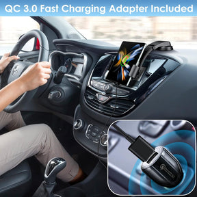 Qoosea Wireless Car Charger Holder Dual Coil 15W Strong Suction for 4.3-6.9 inch