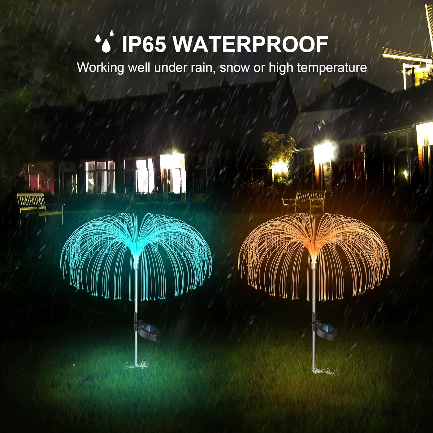 Solar Jellyfish Garden Lights Outdoor 4 Pack 7 Color Changing