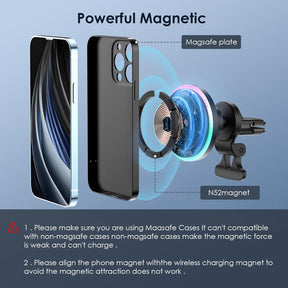 Wireless Car Charger Mount for iPhone Magnetic Charger with Colorful LED Lights