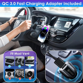 Car Mount 15W Dual Coils Fast Wireless Car Charger for Samsung Galaxy Z Flip 5/4/3,iPhone 15/14