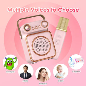 Mini Karaoke Machine with 2 Wireless Microphones