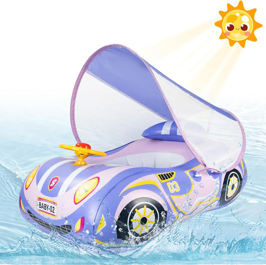 Qoosea Baby Pool Float with Canopy: Baby Floaties for Infants Toddler 6-48 Months