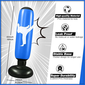 160cm Stand Up Punching Bag with Air Pump and Boxing Gloves