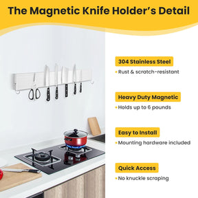 Magnetic Wall Mounted Knife Holder with Hook 16