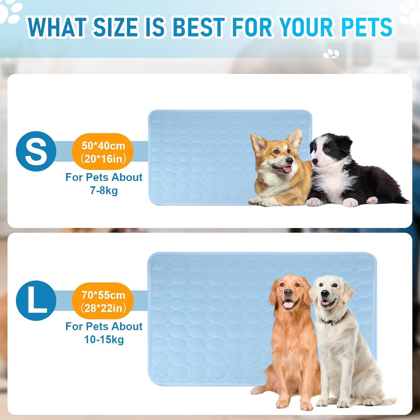 Qoosea Cooling Mats for Dogs and Cats, Breathable Non-Toxic Cooling Mats made of Glazed Silk