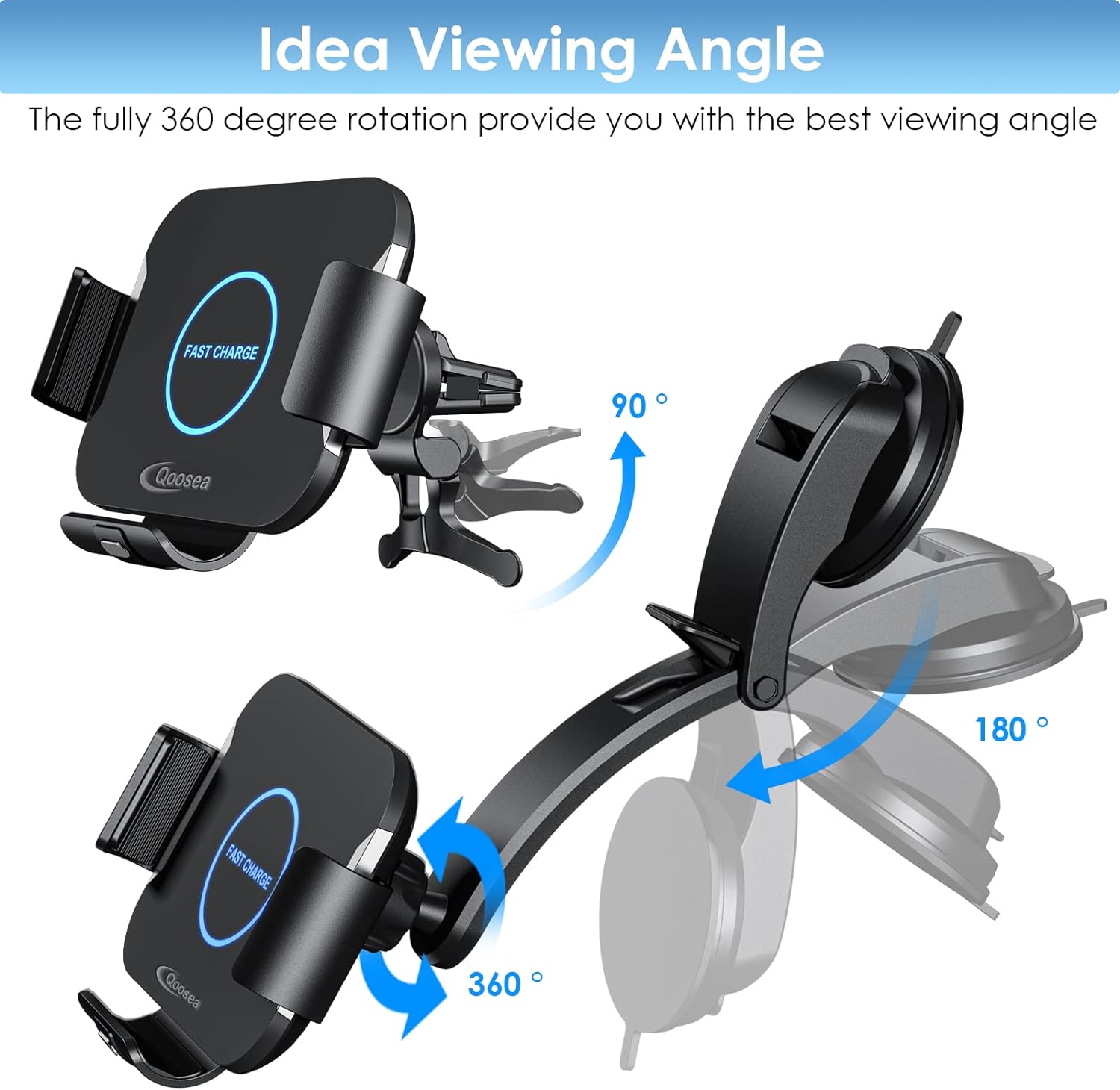 Dual Coils Fast Wireless Car Charger for Z Fold 5/4/3 15W