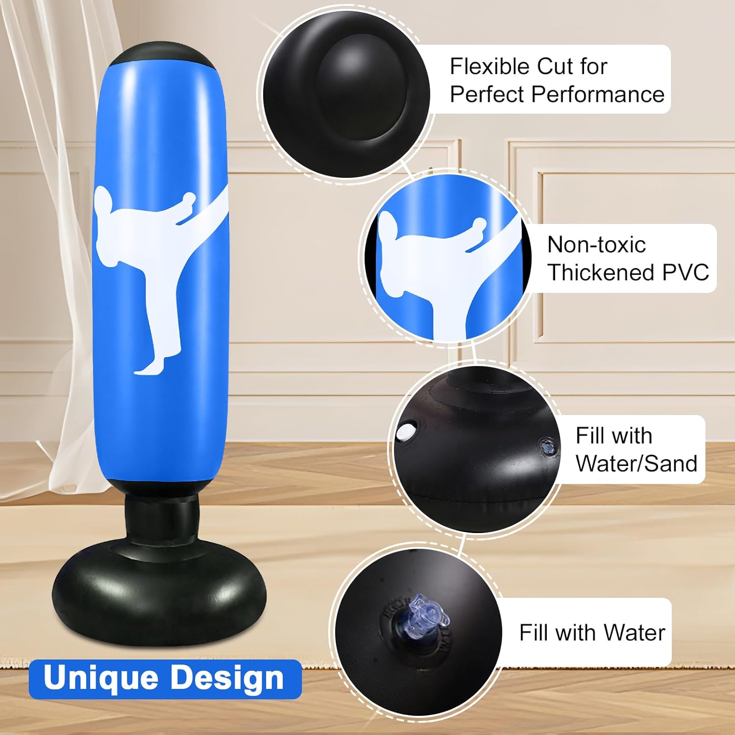 160cm Stand Up Punching Bag with Air Pump and Boxing Gloves