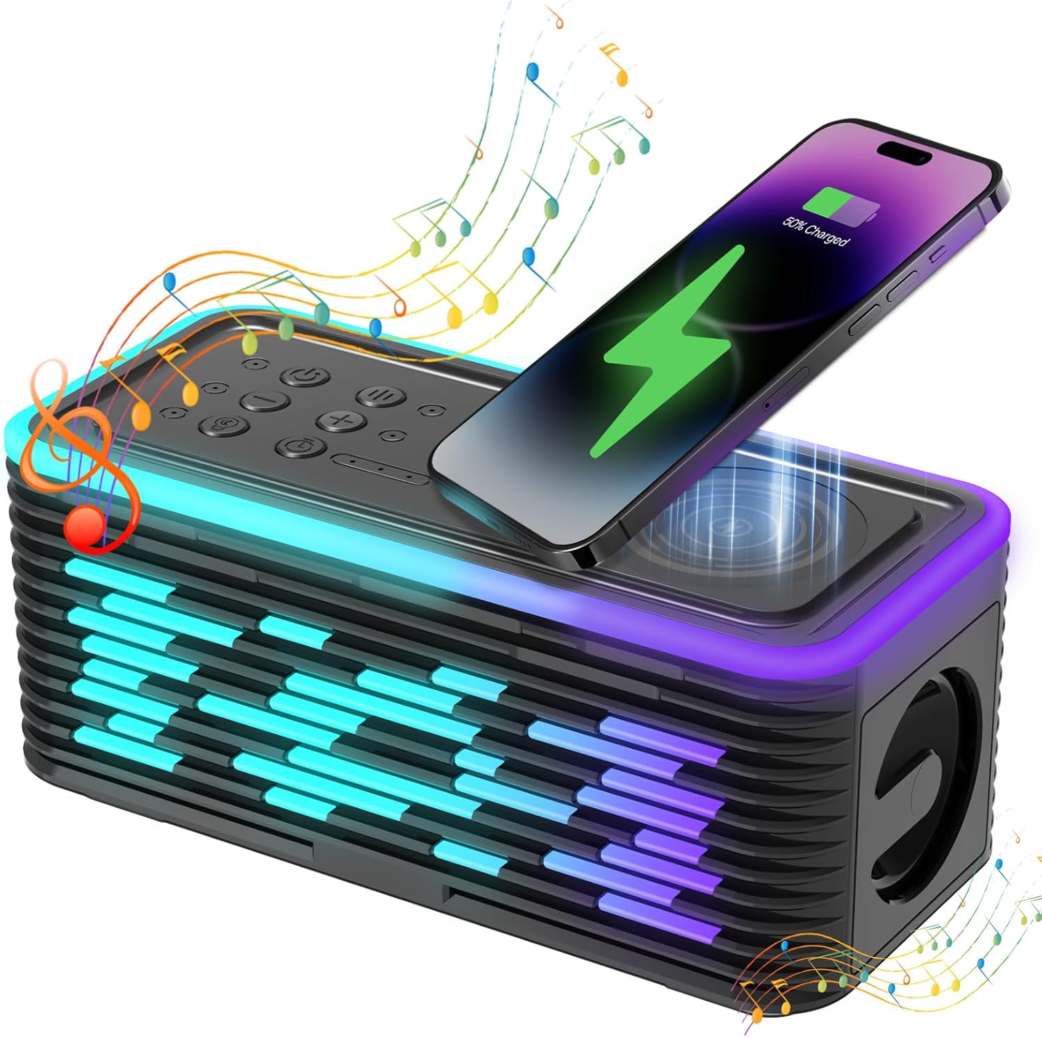 Wireless Charger with Bluetooth Speaker and Night Light