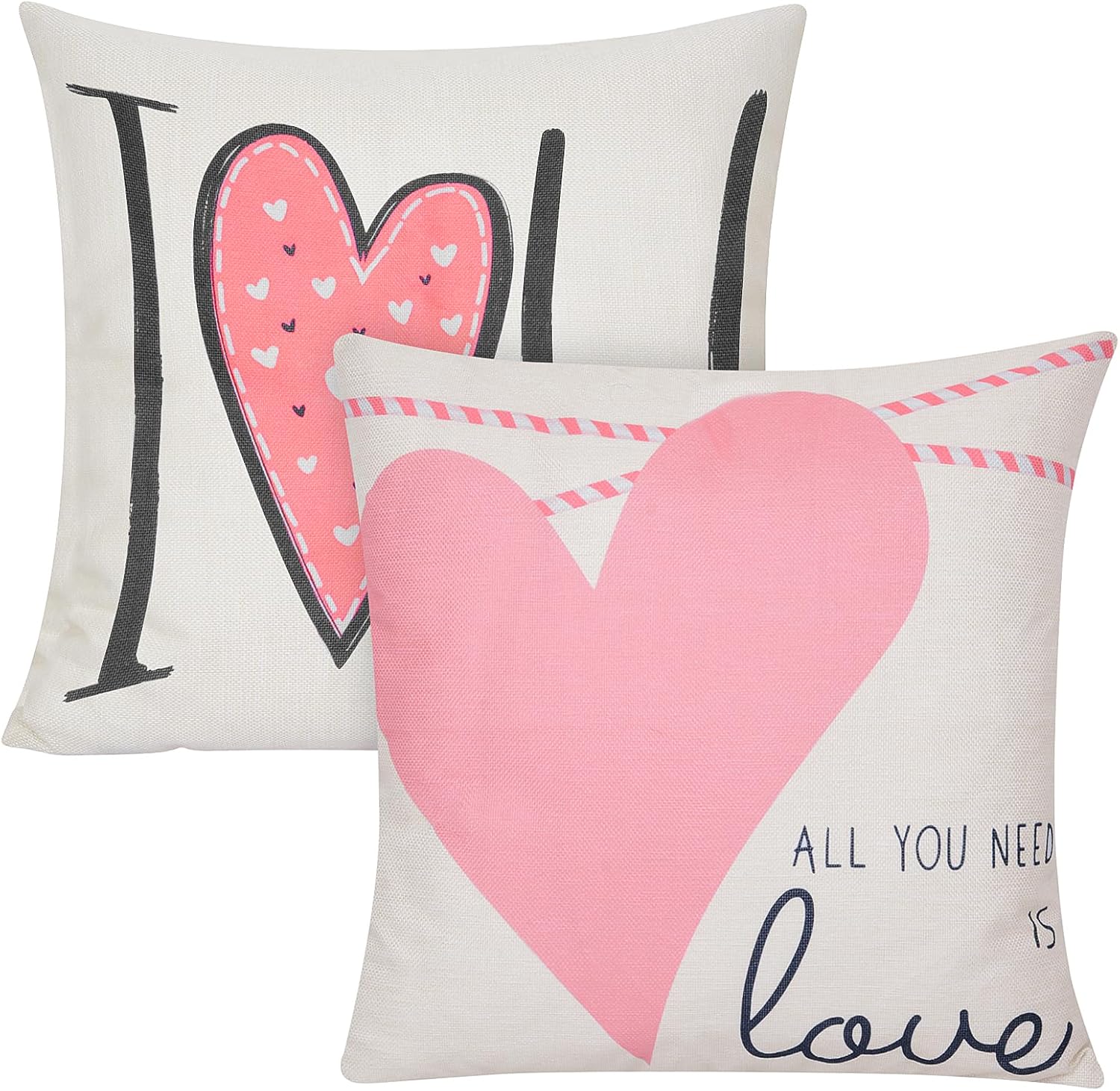 Qoosea Valentine's Day Pillow Cases, Soft and Breathable Linen Pillowcase