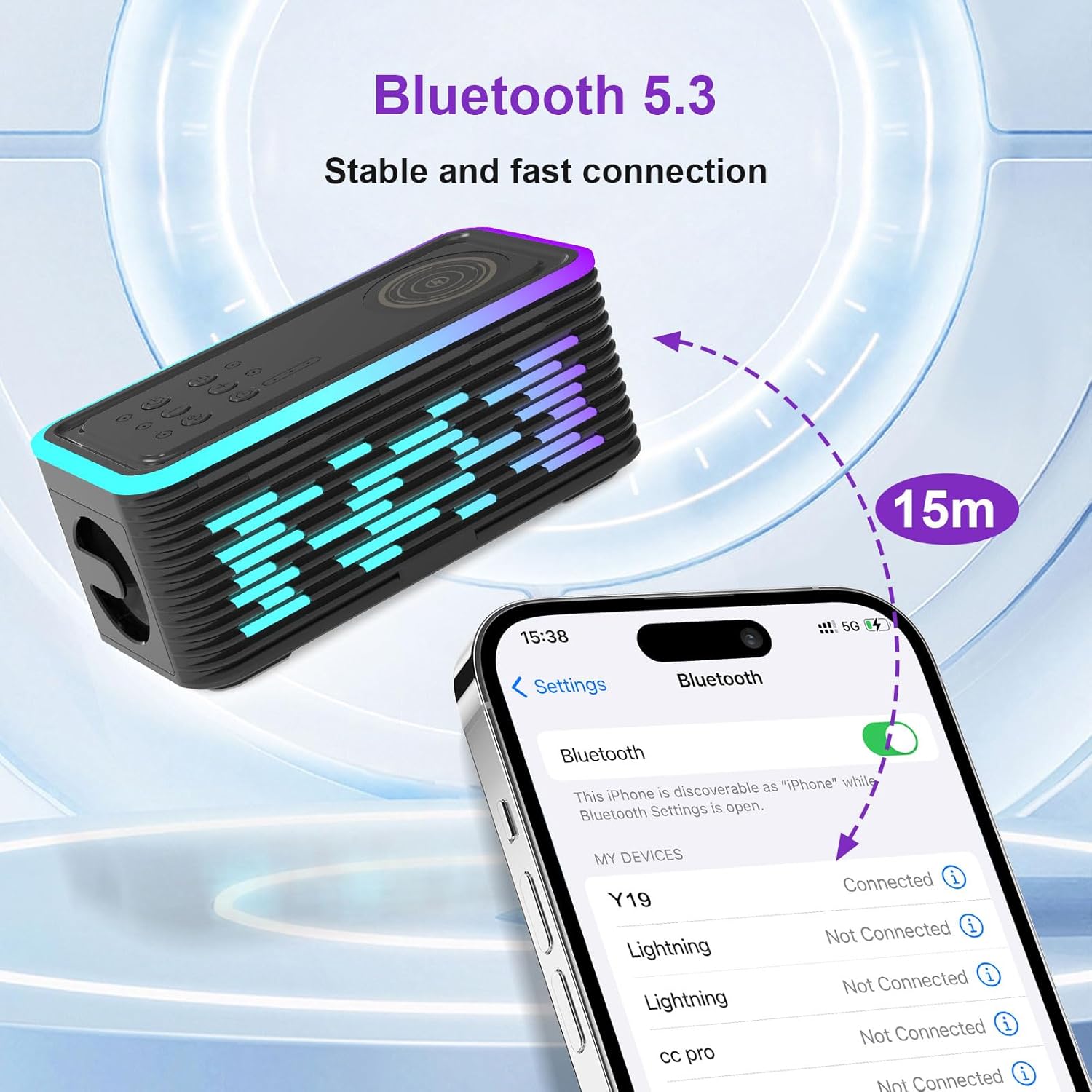 Wireless Charger with Bluetooth Speaker and Night Light