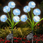 Qoosea Solar Garden Lights Outdoor Garden Decor, 2 Pack 5 Heads Hydrangea Ground Plug Lights