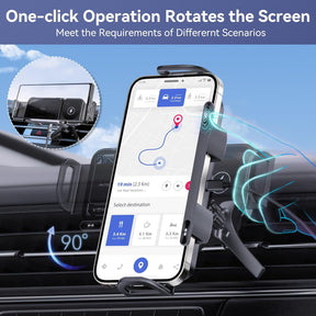 15W Wireless Car Charger, Auto-Lock Fast Wireless Car Charger 90° Rotating