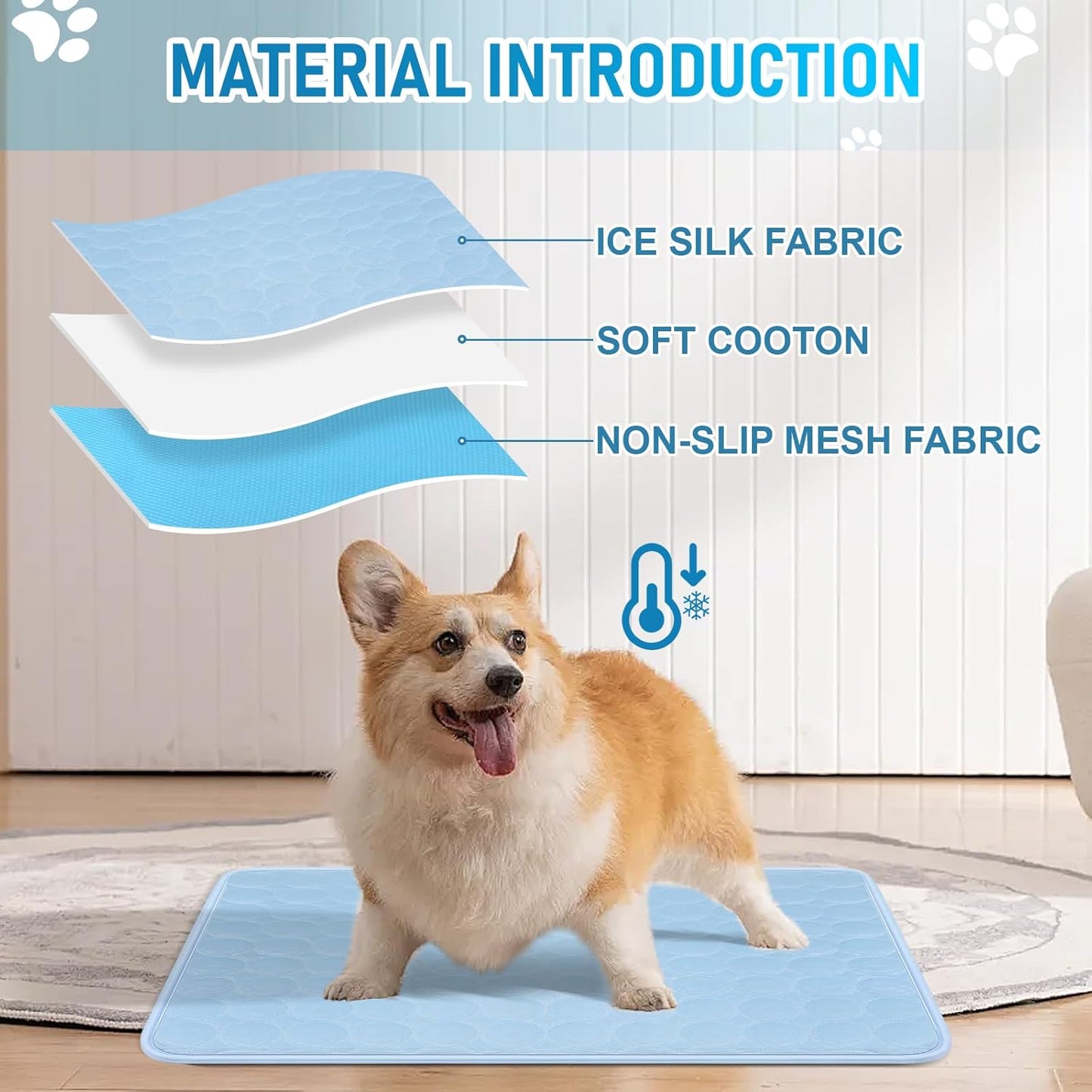 Qoosea Cooling Mats for Dogs and Cats, Breathable Non-Toxic Cooling Mats made of Glazed Silk