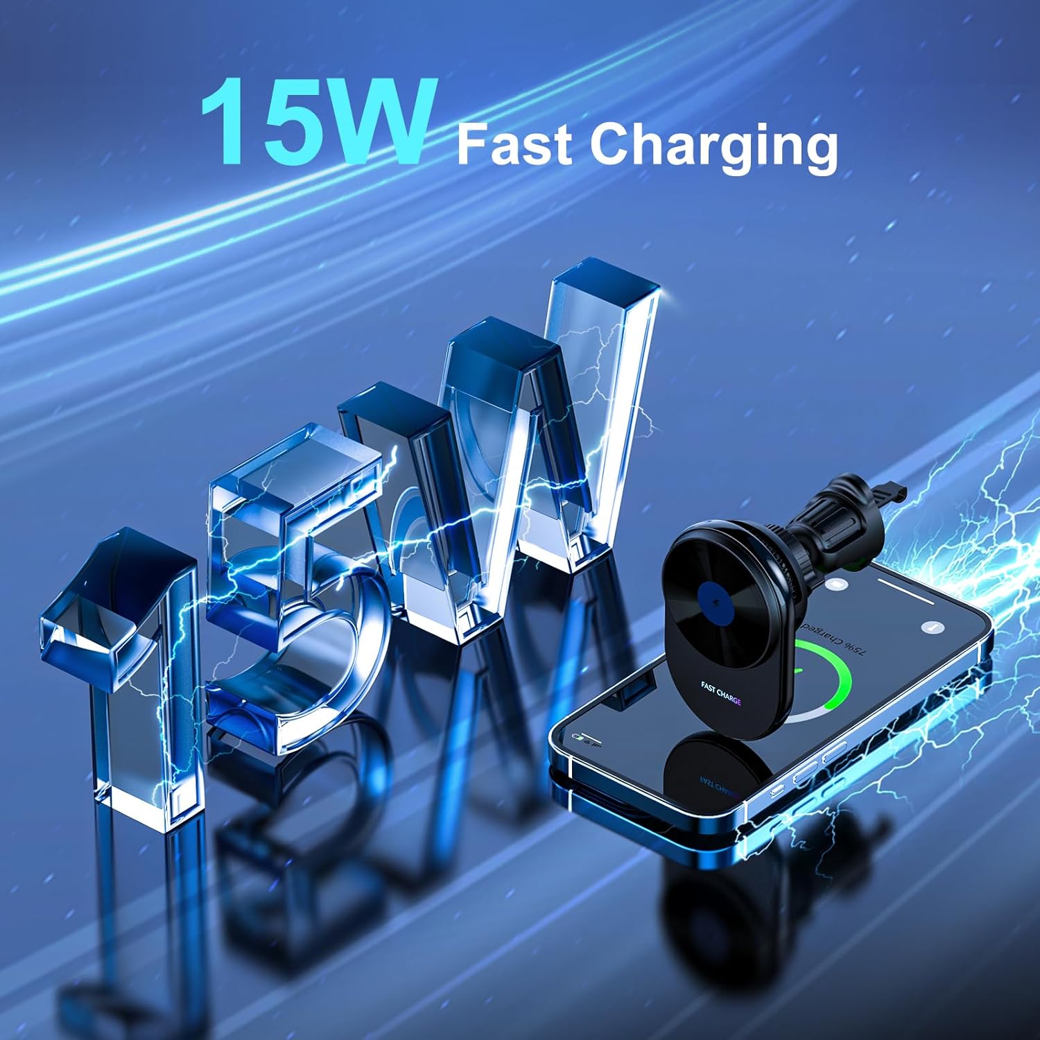 15W Cooling Fast Charging Car Mount Magnetic for iPhone 15/14/13/12