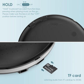 Portable CD Player with Touch Button 1000mAh Battery