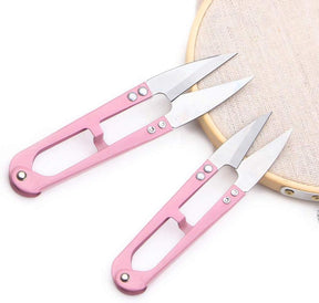 2PCS Metal U-Shaped Grip Sewing Scissors Yarn Thread Tailors Cutter