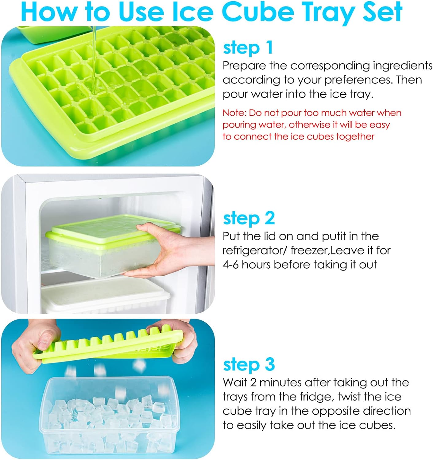 Ice Cube Tray with Lid and Storage Bin BPA Free Green