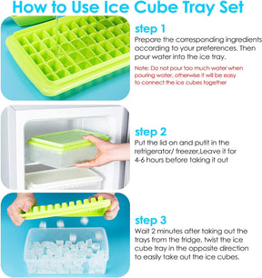 Ice Cube Tray with Lid and Storage Bin BPA Free Green