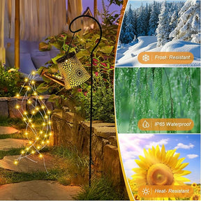 Solar Watering Can with Lights & Gerbera Pattern Projection Fairy garden