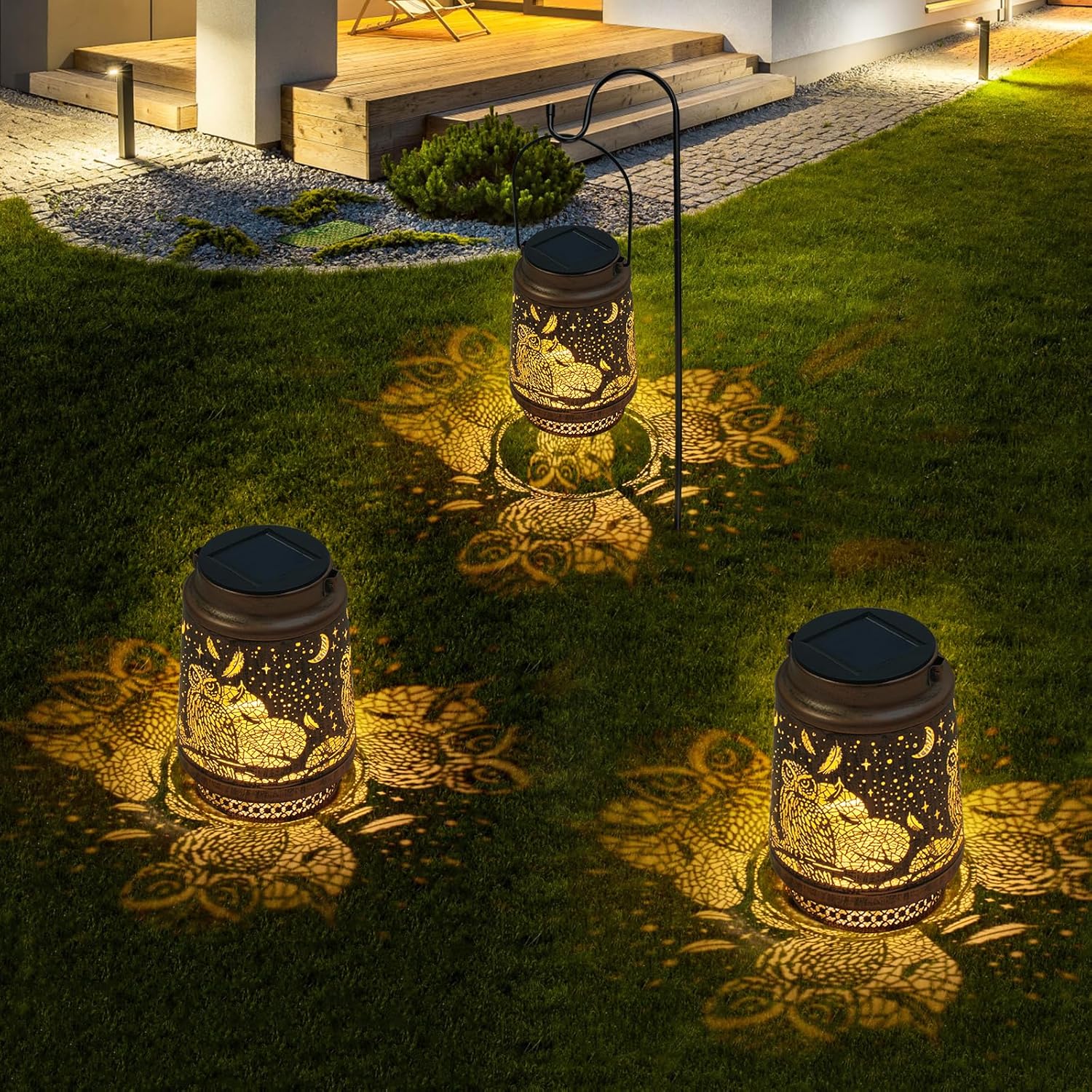 Qoosea Solar Lanterns Outdoor Waterproof Hanging